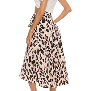 Newchoice Women's Boho Leopard Skirt High Low Skirt